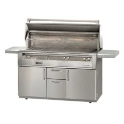 Alfresco 56" Carmine Red Gloss Standard Liquid Propane All Grill And Deluxe Cart - 3 Burner + 1 Sear Burner