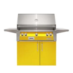 Alfresco Luxury 36" Traffic Yellow Gloss Standard Liquid Propane Grill And Cart - 3 Burner