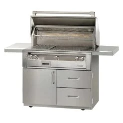 Alfresco Luxury 42" Signal White Gloss Standard Liquid Propane Grill And Deluxe Cart - 3 Burner