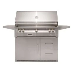Alfresco Luxury 42" Ultramarine Blue Gloss Standard Liquid Propane Grill And Refrigerated Cart - 3 Burner