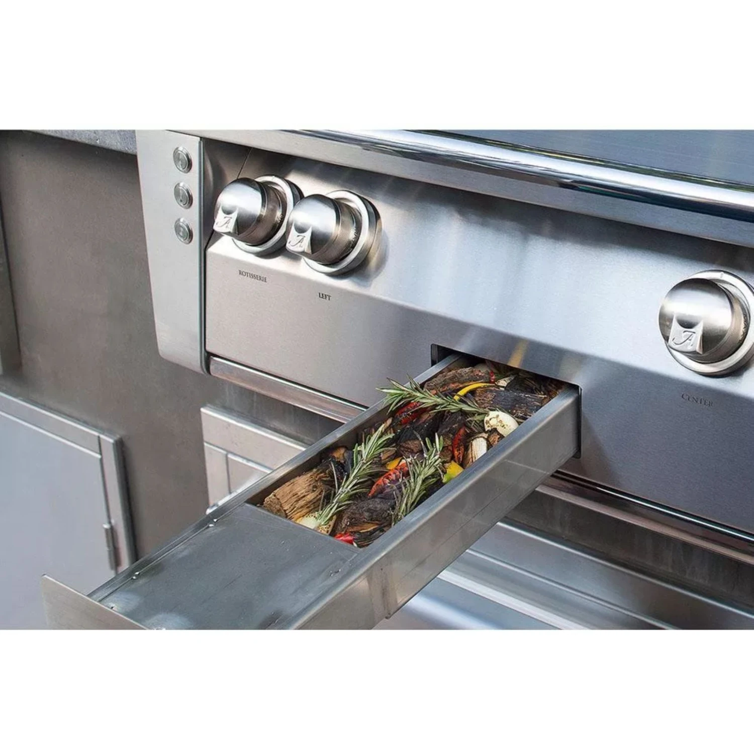 Alfresco Luxury Deluxe 56" Stainless Steel Liquid Propane Standard Grill Head With Side Burner - 3 Burner + 20K Sideburner 2 Alfresco Luxury Deluxe 56" Stainless Steel Liquid Propane Standard Grill Head With Side Burner - 3 Burner + 20K Sideburner - Image 2