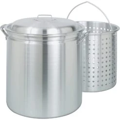 Bayou Classic 42-Quart Aluminum Stockpot W/ Lid & Basket