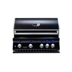 Bonfire Outdoor 34" Black Stainless Steel 4-Burner Built-In Liquid Propane Gas Grill With Infrared Rear Burner
