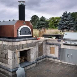 Chicago Brick Oven CBO-750 38" X 28" Cooking Surface, Preassembled Wood Fired Countertop Pizza Oven With Copper Vein Hood -Grill Collection Chicago Brick Oven CBO 750 38 x 28 Cooking Surface Preassembled Wood Fired Countertop Pizza Oven With Copper Vein Hood 3