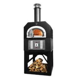 Chicago Brick Oven CBO-750 38" X 28" Hybrid Wood/Propane Gas Pizza Oven With Solar Black Hood & Black Base Stand (Residential)