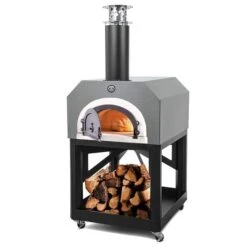 Chicago Brick Oven CBO-750 38" X 28" Wood Fired Mobile Pizza Oven With Silver Vein Hood