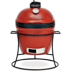 Kamado Joe 13" Red Joe Jr. Ceramic Charcoal Grill On Stand