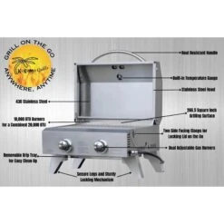 Kokomo On The Go: Anywhere, Anytime 18" Portable Tabletop Natural Gas BBQ Grill -Grill Collection Kokomo On The Go Anywhere Anytime 18 Portable Tabletop Natural Gas BBQ Grill 7