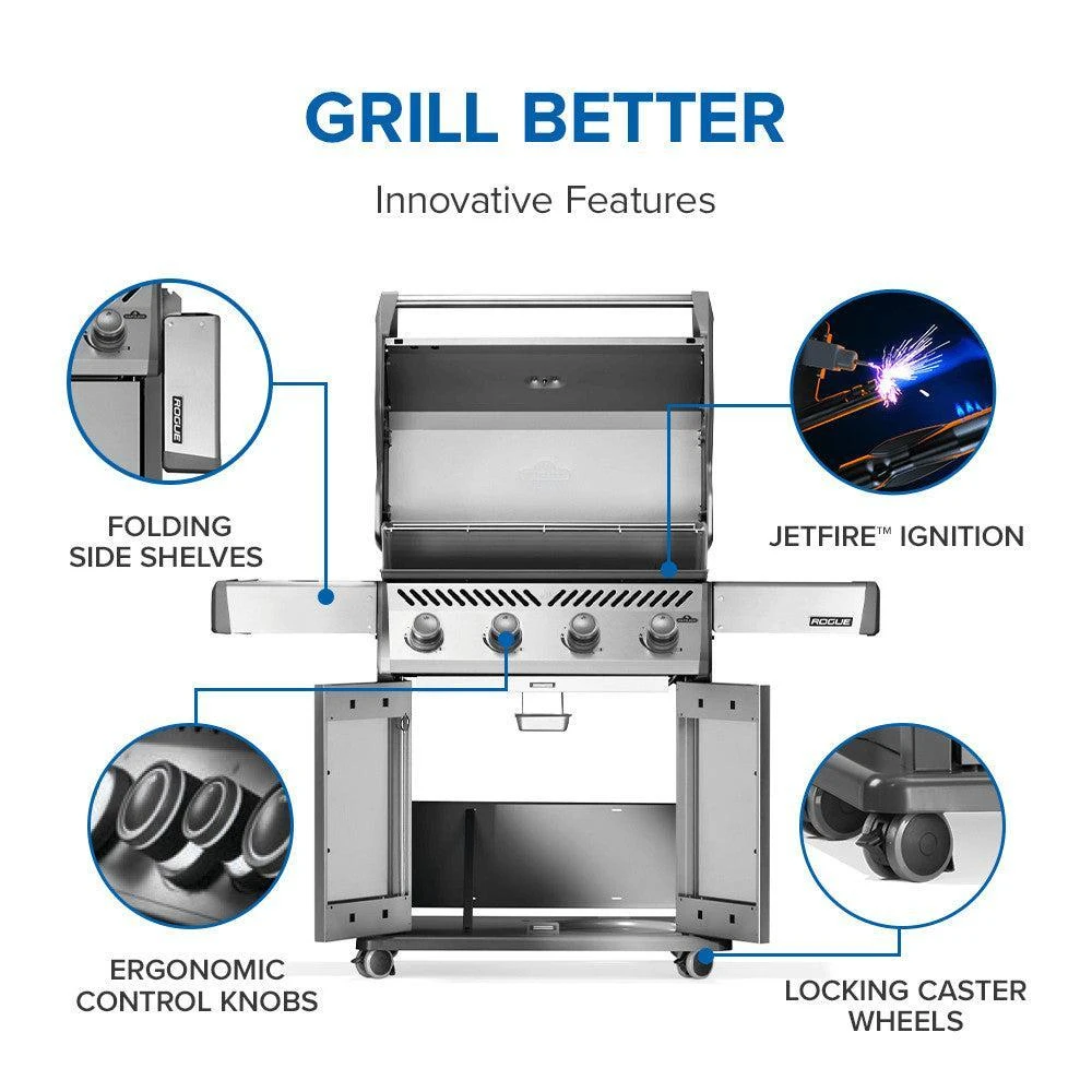 Napoleon Rogue 525 57" 4-Burner Stainless Steel Freestanding Propane Gas Grill 13 Napoleon Rogue 525 57" 4-Burner Stainless Steel Freestanding Propane Gas Grill - Image 13