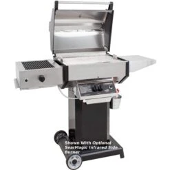 Phoenix Grills 52" Stainless Steel 2-Burner Liquid Propane Gas Grill On Black Aluminum Pedestal Cart -Grill Collection Phoenix Grills 52 Stainless Steel 2 Burner Liquid Propane Gas Grill on Black Aluminum Pedestal Cart 3