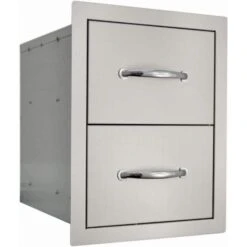 Sole Gourmet 17" Stainless Steel Enclosed Flat Frame Double Drawers
