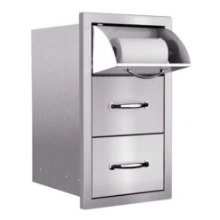 Summerset 17" Stainless Steel Vertical 2-Drawer & Paper Towel Holder Combo With Masonry Frame Return