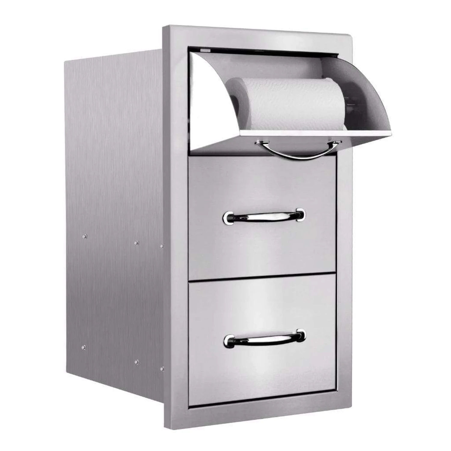 Summerset 17" Stainless Steel Vertical 2-Drawer & Paper Towel Holder Combo With Masonry Frame Return 1 Summerset 17" Stainless Steel Vertical 2-Drawer & Paper Towel Holder Combo With Masonry Frame Return