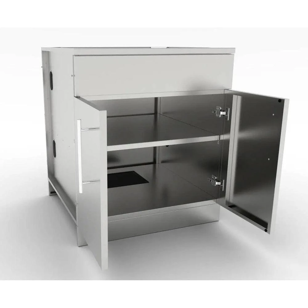Sunstone 30" Stainless Steel Double Door Base Cabinet W/Shelf & Reversible Top Drawer 3 Sunstone 30" Stainless Steel Double Door Base Cabinet W/Shelf & Reversible Top Drawer - Image 3