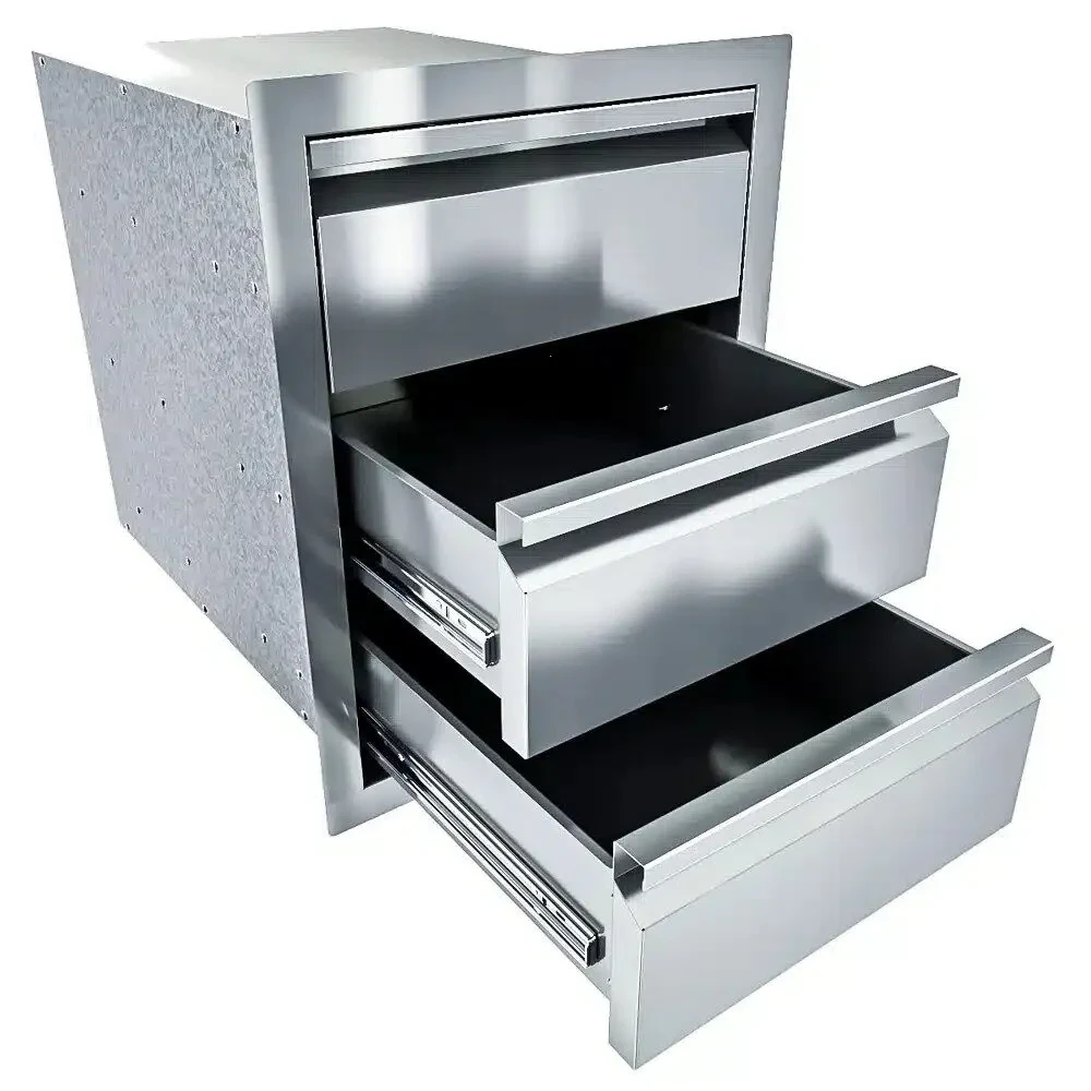 Sunstone Aruba Series 16" Stainless Steel Triple Drawer 3 Sunstone Aruba Series 16" Stainless Steel Triple Drawer - Image 3