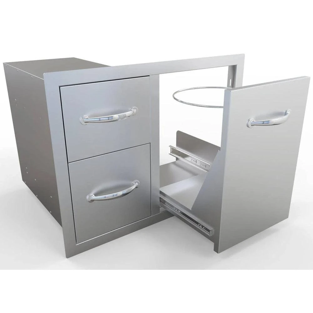 Sunstone Classic Series 30" Stainless Steel Tank Tray Double Drawer Combo 2 Sunstone Classic Series 30" Stainless Steel Tank Tray Double Drawer Combo - Image 2