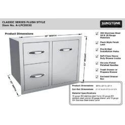 Sunstone Classic Series 30" Stainless Steel Tank Tray Double Drawer Combo 11 Sunstone Classic Series 30" Stainless Steel Tank Tray Double Drawer Combo -Grill Collection Sunstone Classic Series 30 Stainless Steel Tank Tray Double Drawer Combo 6