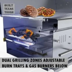 Sunstone Emerald Series 42" Stainless Steel Gas-Hybrid Dual Zone 2 Burner Charcoal/Wood Burning Natural Gas Grill -Grill Collection Sunstone Emerald Series 42 Stainless Steel Gas Hybrid Dual Zone 2 Burner CharcoalWood Burning Natural Gas Grill 6