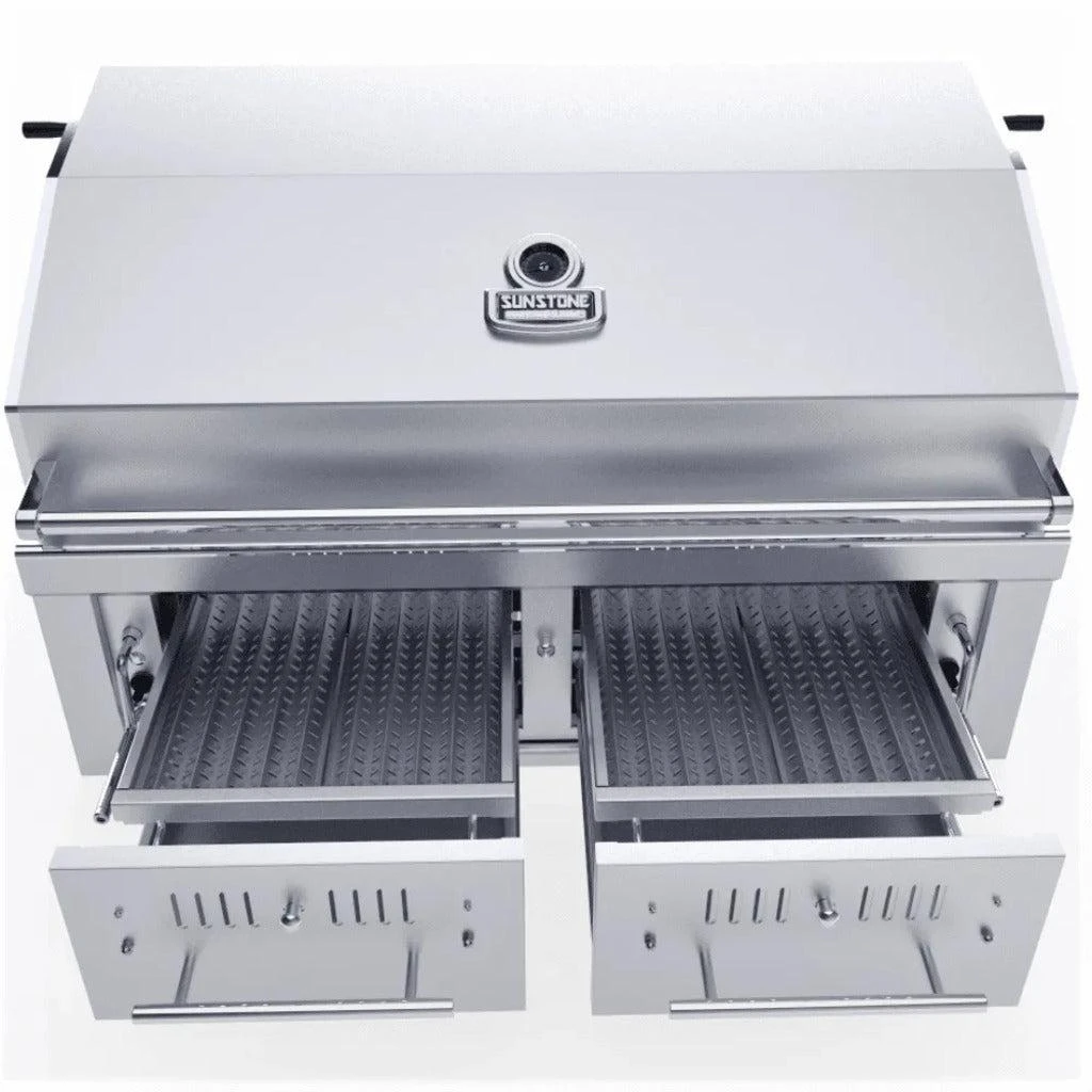 Sunstone Emerald Series 42" Stainless Steel Gas-Hybrid Dual Zone 2 Burner Charcoal/Wood Burning Propane Grill 2 Sunstone Emerald Series 42" Stainless Steel Gas-Hybrid Dual Zone 2 Burner Charcoal/Wood Burning Propane Grill - Image 2