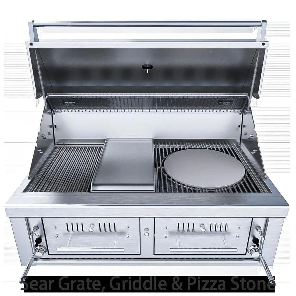 Sunstone Emerald Series 42" Stainless Steel Gas-Hybrid Dual Zone 2 Burner Charcoal/Wood Burning Propane Grill 3 Sunstone Emerald Series 42" Stainless Steel Gas-Hybrid Dual Zone 2 Burner Charcoal/Wood Burning Propane Grill - Image 3