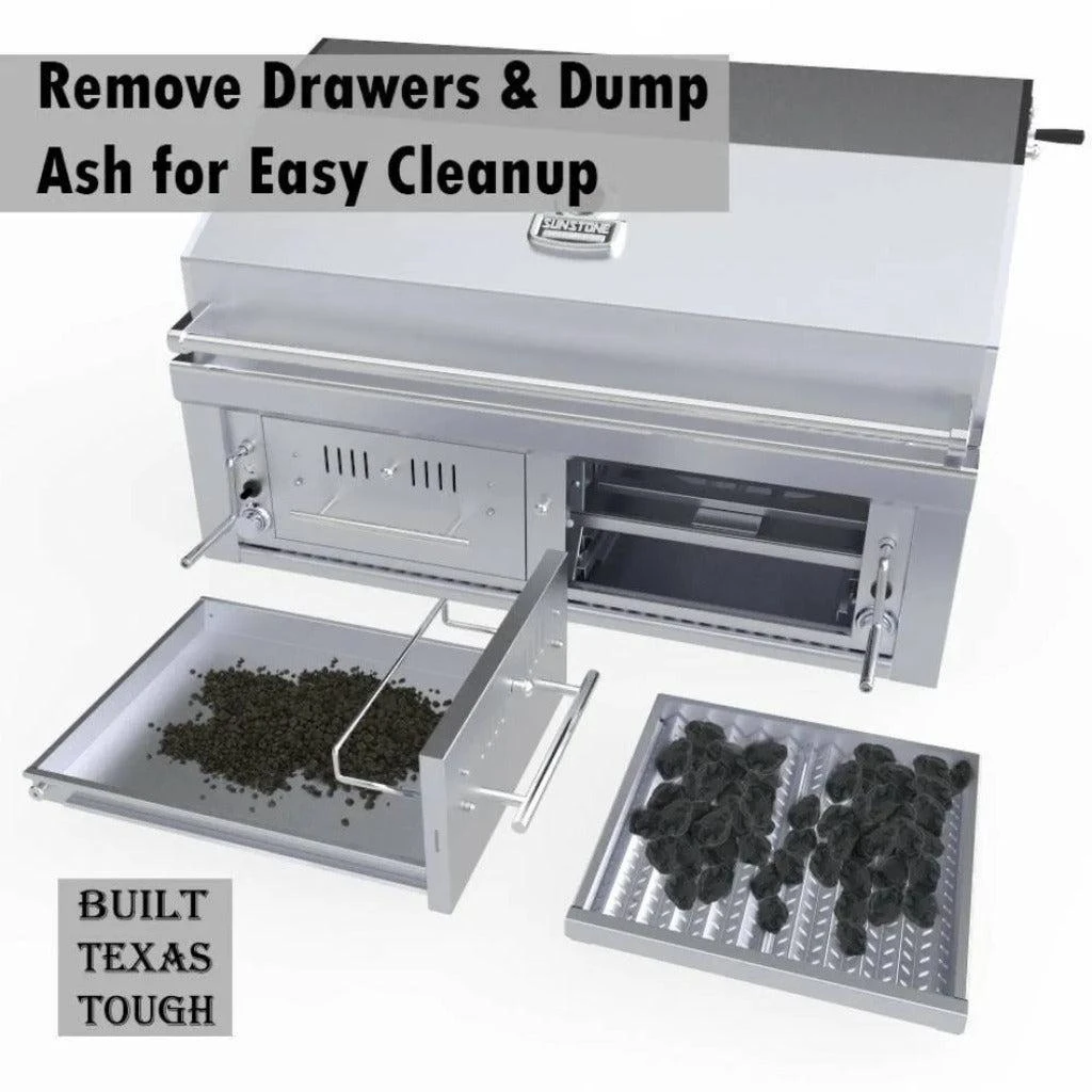 Sunstone Emerald Series 42" Stainless Steel Gas-Hybrid Dual Zone 2 Burner Charcoal/Wood Burning Propane Grill 4 Sunstone Emerald Series 42" Stainless Steel Gas-Hybrid Dual Zone 2 Burner Charcoal/Wood Burning Propane Grill - Image 4