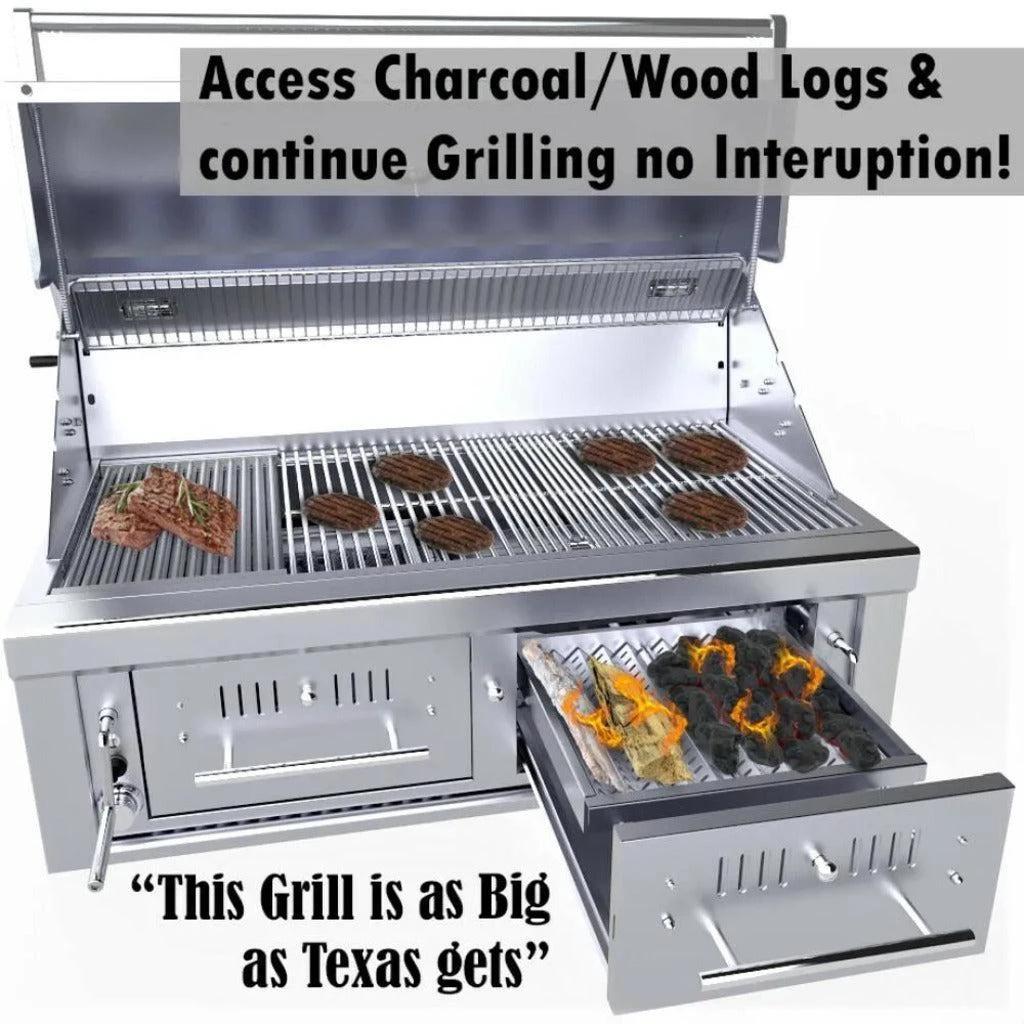 Sunstone Emerald Series 42" Stainless Steel Gas-Hybrid Dual Zone 2 Burner Charcoal/Wood Burning Propane Grill 8 Sunstone Emerald Series 42" Stainless Steel Gas-Hybrid Dual Zone 2 Burner Charcoal/Wood Burning Propane Grill - Image 8