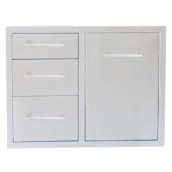 Sunstone Signature Series 30" Stainless Steel Beveled Frame Propane Combo W/Trash Bag Ring & Triple Drawer Unit