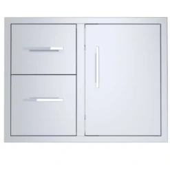 Sunstone Signature Series 30" Stainless Steel Beveled Style Double Drawer And Door Combo