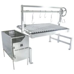 Tagwood BBQ Argentine Santa Maria BBQ09SS 40" Insert Style Stainless Steel Wood Fire And Charcoal Gaucho Grill With Firebricks, Round Grate And Extended Right Sided Height Adjustable System -Grill Collection Tagwood BBQ Argentine Santa Maria BBQ09SS 40 Insert Style Stainless Steel Wood Fire and Charcoal Gaucho Grill With Firebricks Round Grate and Extended Right Sided Height Adjustable System 3