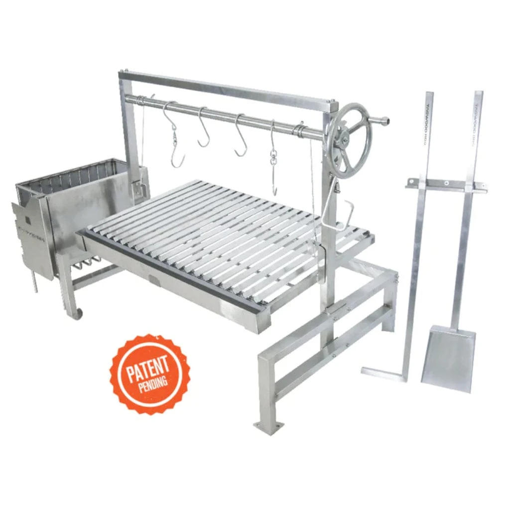 Tagwood BBQ Argentine Santa Maria BBQ09SS 40" Insert Style Stainless Steel Wood Fire And Charcoal Gaucho Grill With V-Shape Grate And Frontal Wheel Height Adjustable System 2 Tagwood BBQ Argentine Santa Maria BBQ09SS 40" Insert Style Stainless Steel Wood Fire And Charcoal Gaucho Grill With V-Shape Grate And Frontal Wheel Height Adjustable System - Image 2