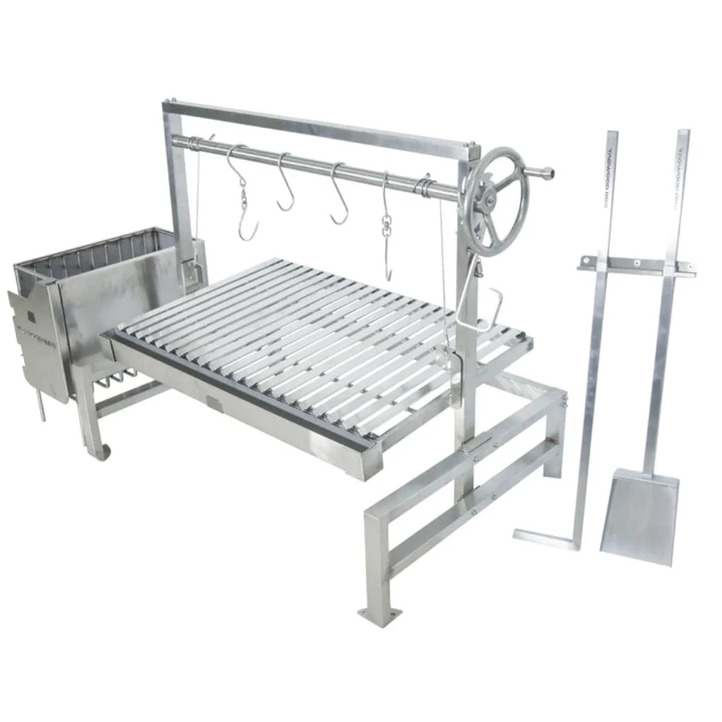 Tagwood BBQ Argentine Santa Maria BBQ09SS 40" Insert Style Stainless Steel Wood Fire And Charcoal Gaucho Grill With V-Shape Grate And Frontal Wheel Height Adjustable System 6 Tagwood BBQ Argentine Santa Maria BBQ09SS 40" Insert Style Stainless Steel Wood Fire And Charcoal Gaucho Grill With V-Shape Grate And Frontal Wheel Height Adjustable System - Image 6