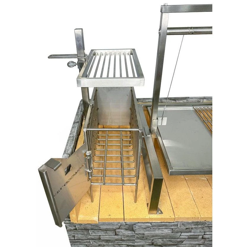 Tagwood BBQ Argentine Santa Maria BBQ09SS 40" Insert Style Stainless Steel Wood Fire And Charcoal Gaucho Grill With V-Shape Grate And Frontal Wheel Height Adjustable System 7 Tagwood BBQ Argentine Santa Maria BBQ09SS 40" Insert Style Stainless Steel Wood Fire And Charcoal Gaucho Grill With V-Shape Grate And Frontal Wheel Height Adjustable System - Image 7