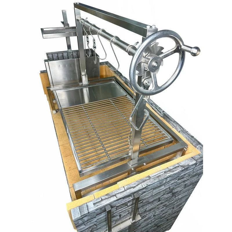 Tagwood BBQ Argentine Santa Maria BBQ09SS 40" Insert Style Stainless Steel Wood Fire And Charcoal Gaucho Grill With V-Shape Grate And Frontal Wheel Height Adjustable System 8 Tagwood BBQ Argentine Santa Maria BBQ09SS 40" Insert Style Stainless Steel Wood Fire And Charcoal Gaucho Grill With V-Shape Grate And Frontal Wheel Height Adjustable System - Image 8