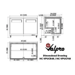 Valpro 12 Cu.ft. 48" Stainless Steel Solid 2-Door Under-Counter Freezer -Grill Collection Valpro 12 cu ft 48 Stainless Steel Solid 2 Door Under Counter Freezer 3