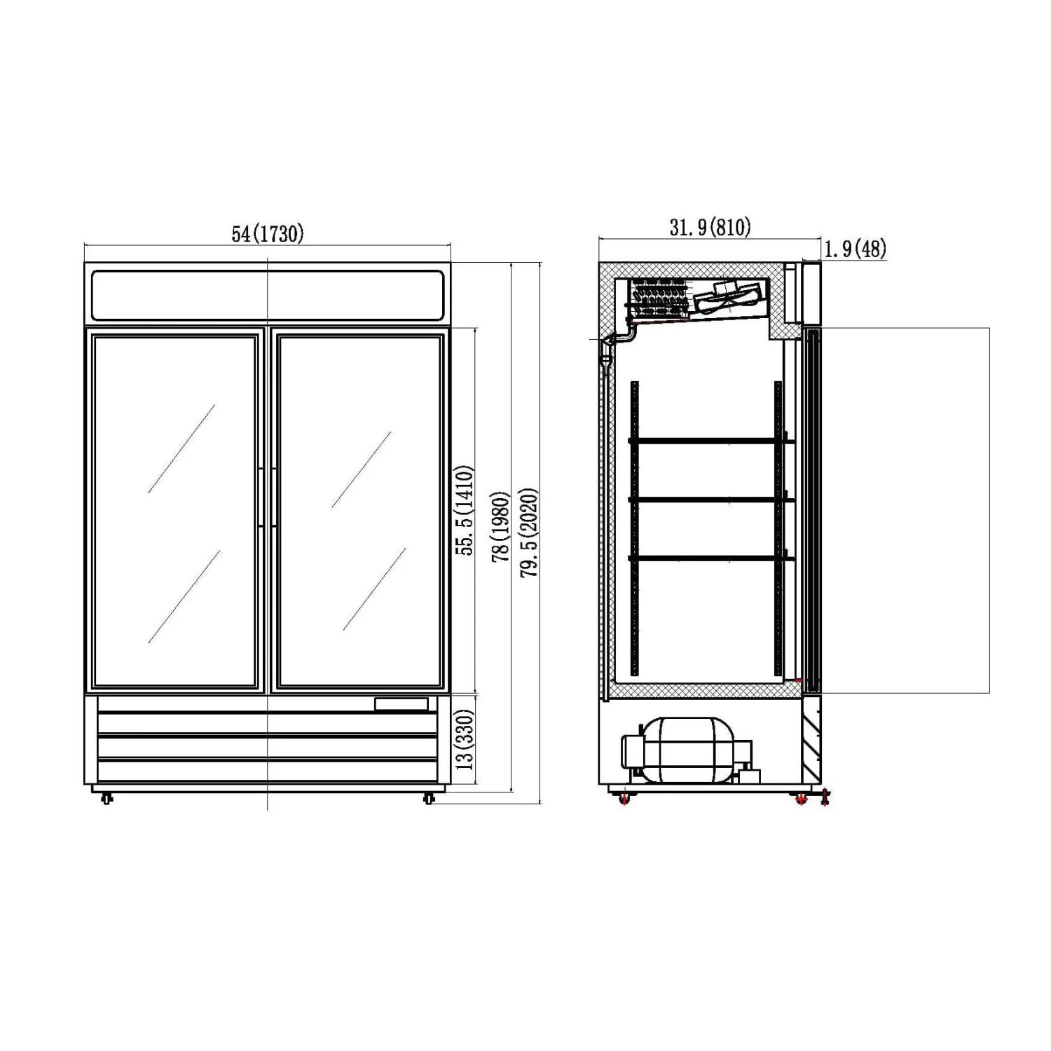 Valpro 48 Cu.ft. Merchandiser Double-Volt Freezer With 2 Swing Glass Doors 2 Valpro 48 Cu.ft. Merchandiser Double-Volt Freezer With 2 Swing Glass Doors - Image 2