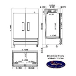 Valpro 49 Cu.ft. Stainless Steel Reach-In Solid 2-Door Freezer -Grill Collection Valpro 49 cu ft Stainless Steel Reach In Solid 2 Door Freezer 3